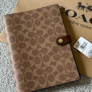 Coach Signature Notebook Leather Cover  Journal Tan/Brown Canvas NWT